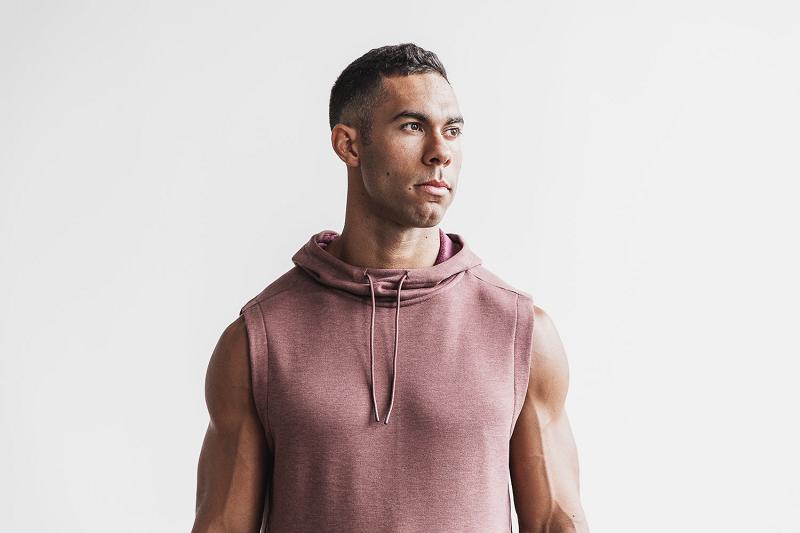 Pink Nobull Microplush Sleeveless Men's Hoodie | CA W1556N